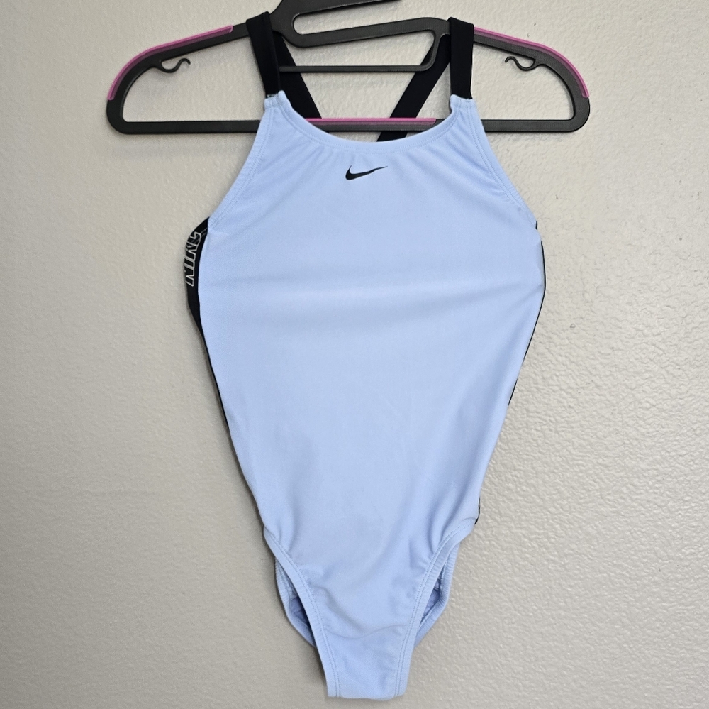 Nike Sky Blue One-Piece Swimsuit with Black Straps/ S